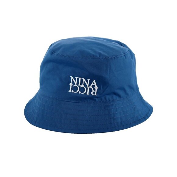 Nina Ricci Women's Small Blue Water Repellant Bucket Embroidered Cotton Hat NWT - Picture 1 of 8